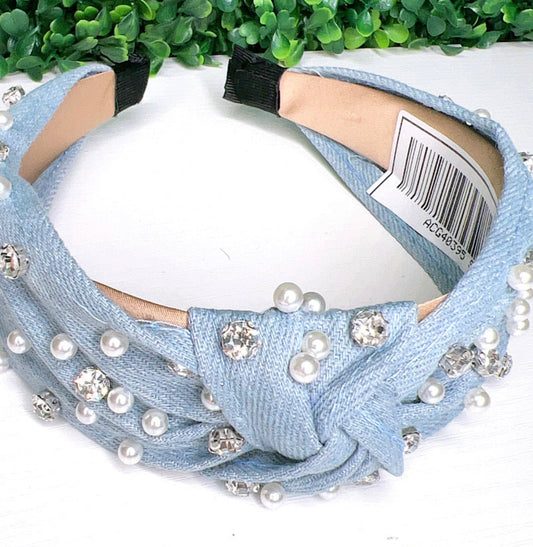 Denim Embellished Headband