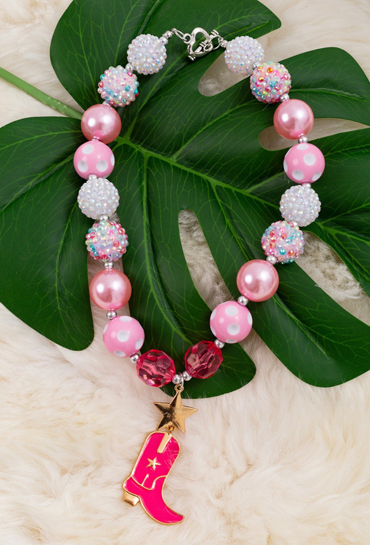 Pink Boot Bubble Necklace