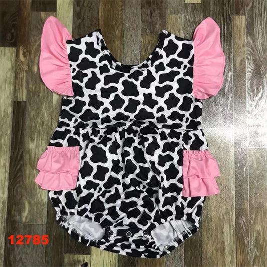 Cow Print Ruffle Romper