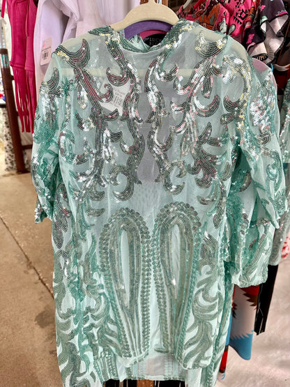 L&B Mint Sequin Duster