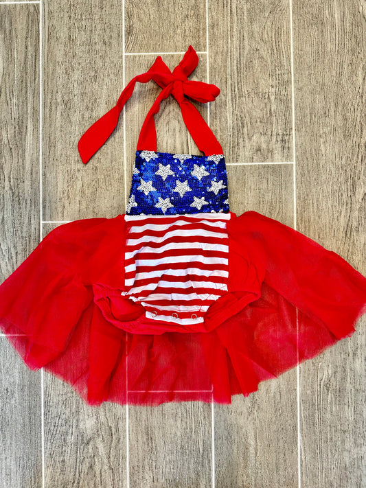 Patriotic Sequins & Tulle Romper