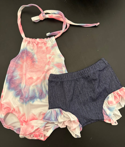 Tie Dye Halter Bummie Set