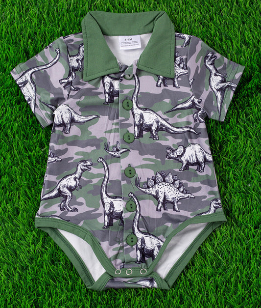 Boys Camo Dino Romper