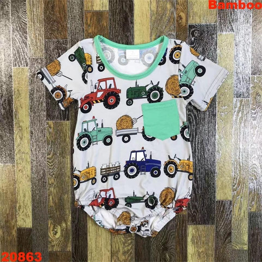 Boys Bamboo Tractor Romper