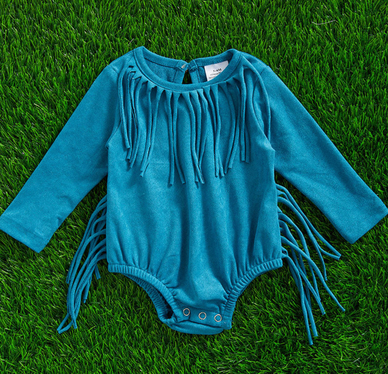 Teal Tassel Romper