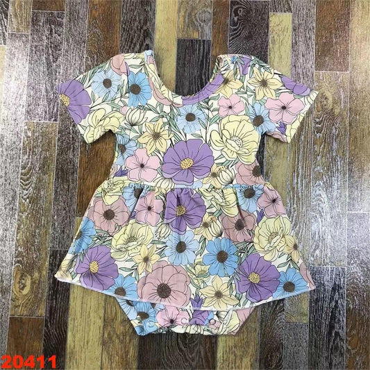 Bamboo Floral Skirted Romper