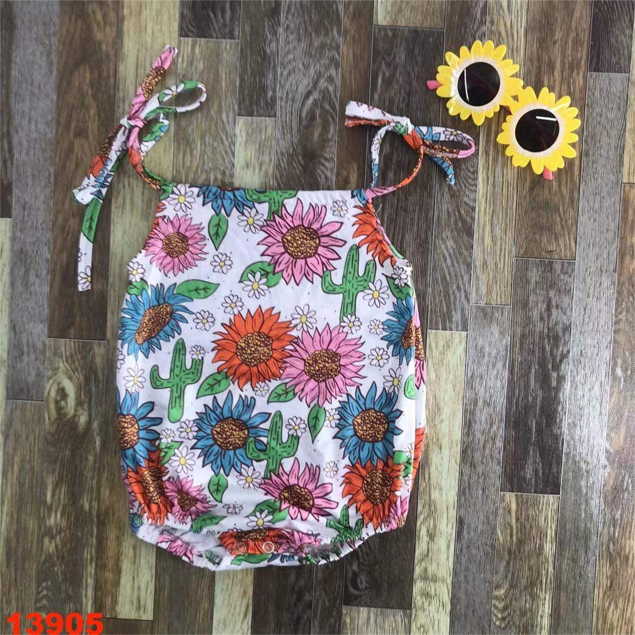 Floral Cactus Halter Romper