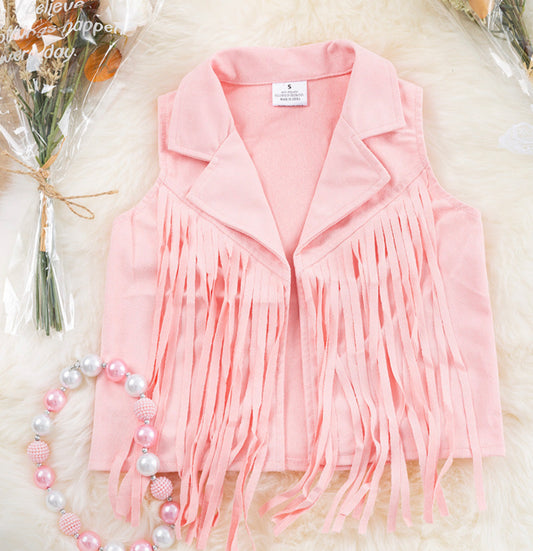 Pink Fringe Vest