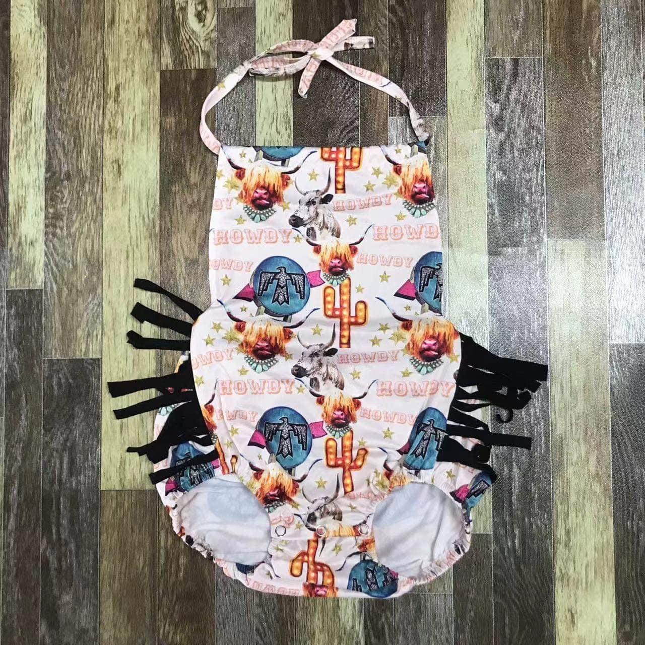 Howdy Tassel Halter Romper