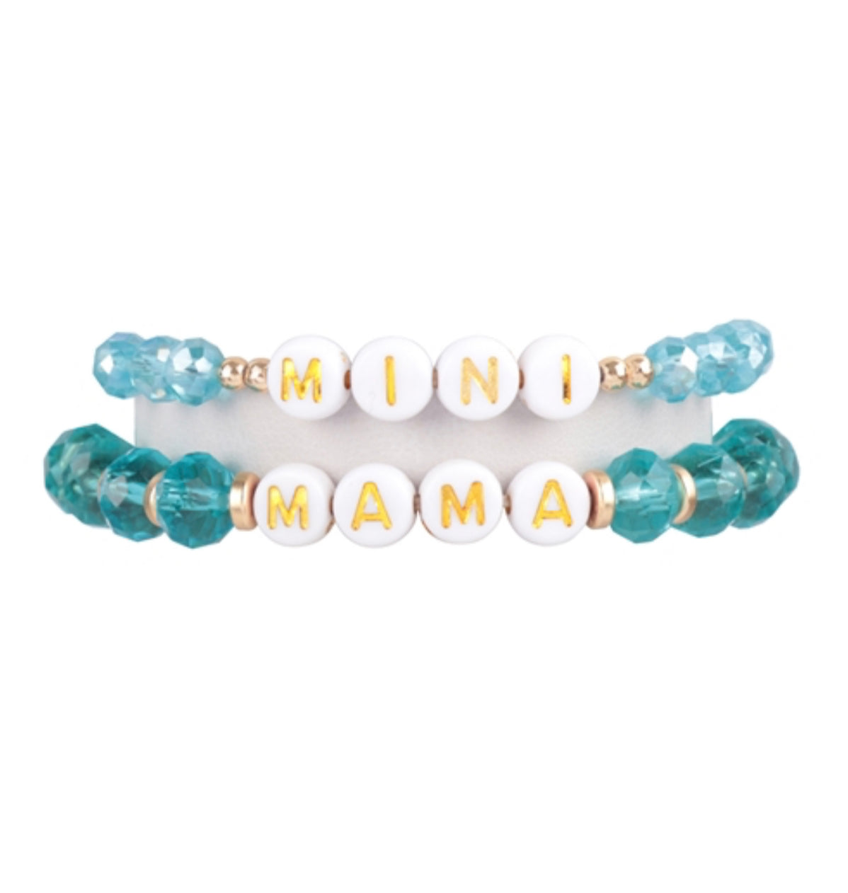 Mama & Mini Turquoise Glass Bead Bracelet Set