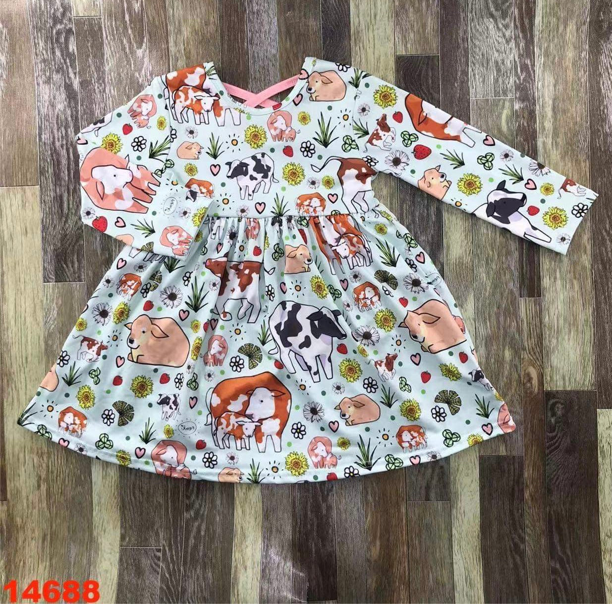 Cows Long Sleeve Dress