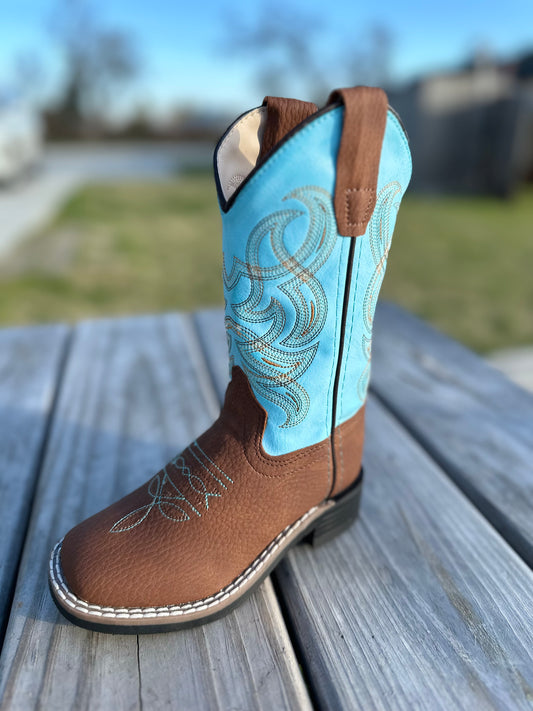 Old West Brown & Turquoise Boots