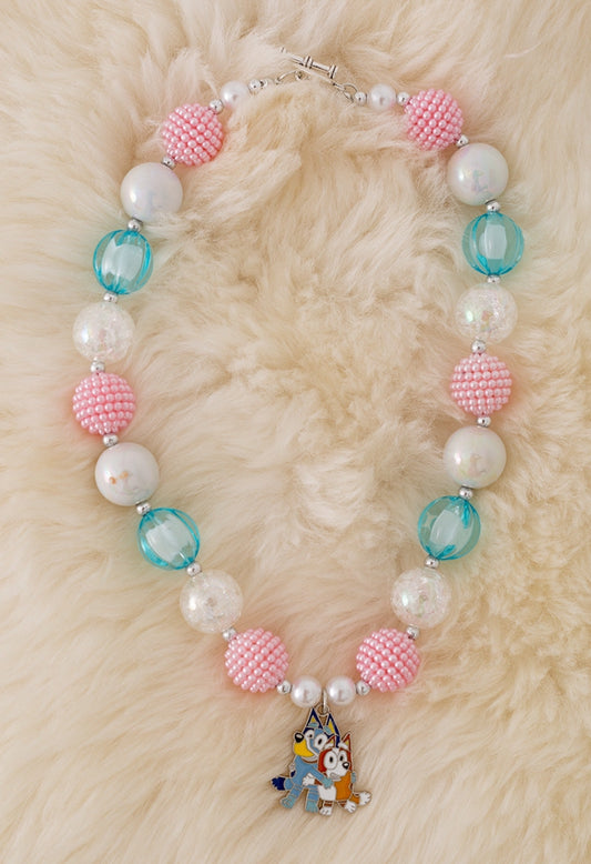 Blue Dog & Bingo Bubble Necklace