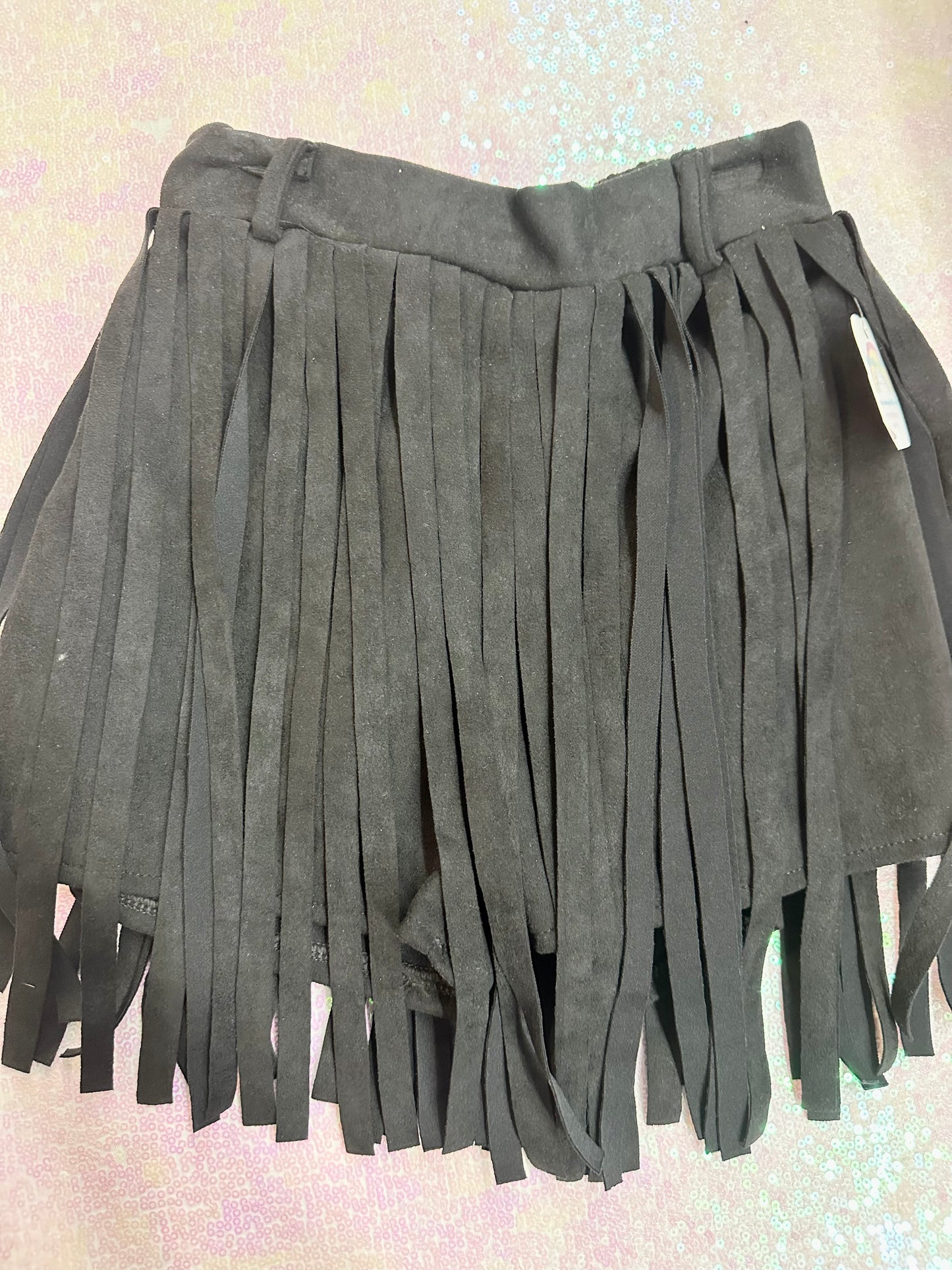 Black Suede Tassel Shorts