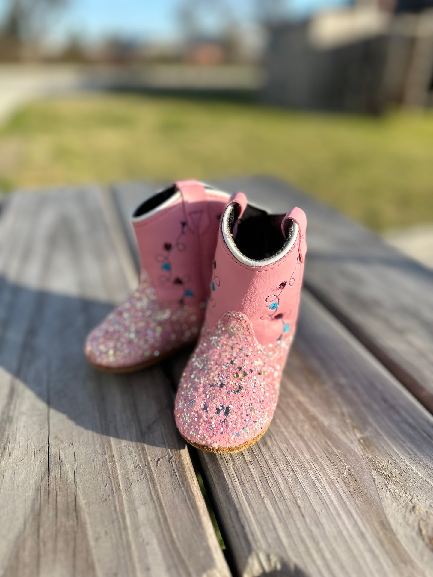 Old West Pink Glitter Infant Boots