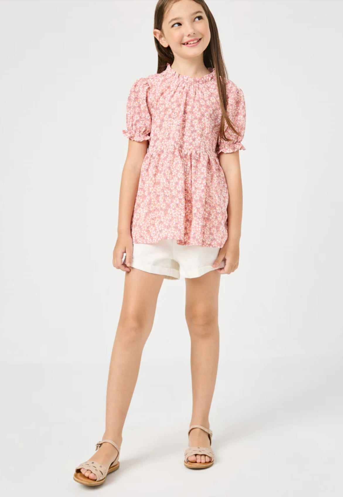 Hayden Blush Ditsy Floral Babydoll Top