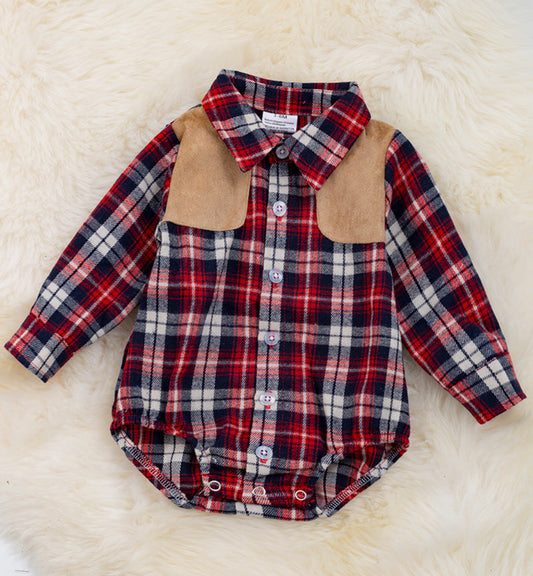 Boys Plaid Flannel Romper