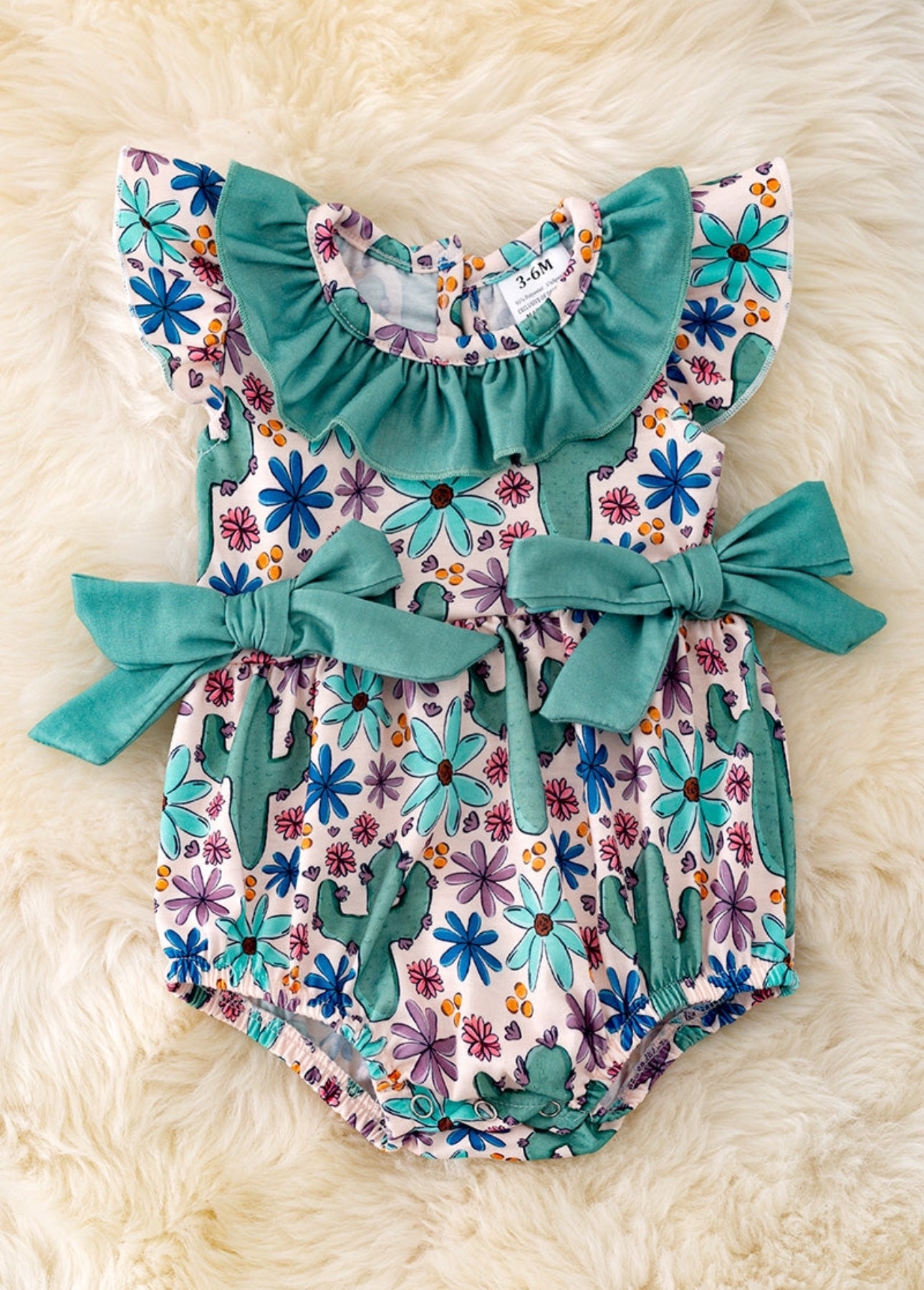 Sage Cactus & Flowers Romper