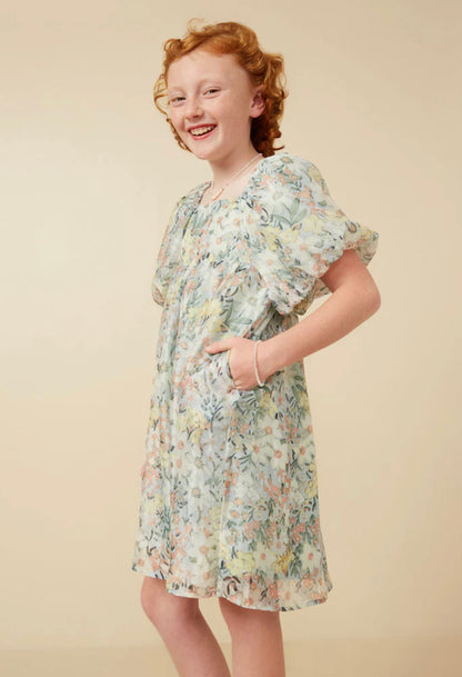 Hayden Floral Organza Puff Sleeve Dress